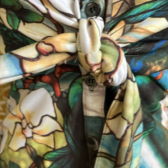 IQ Paris Vintage Stained Glass Novelty Print Made In NYC Button Down Shirt Sz S - Picture 5 of 13